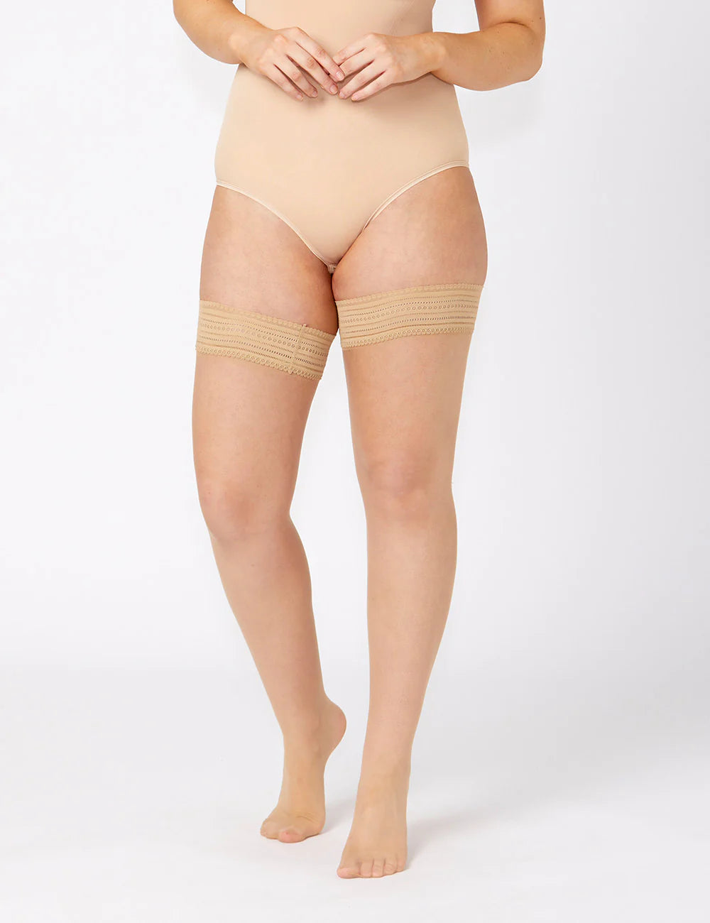 Ambra Sheer Pattern Top Satin Stay Up