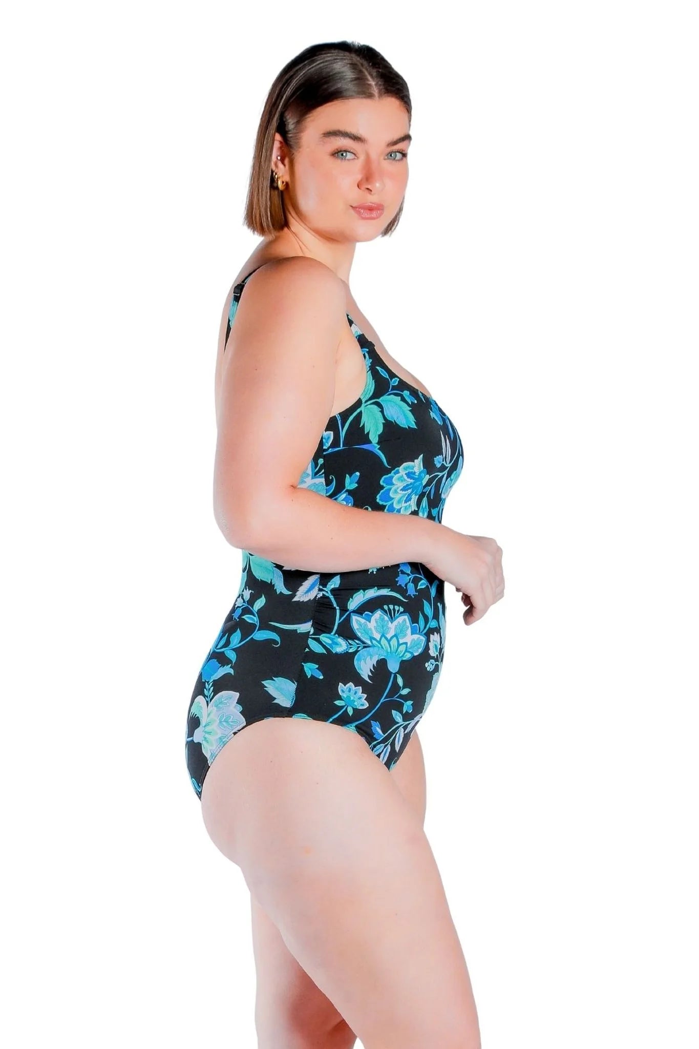 Capriosca Plain Spliced One Piece Swimsuit