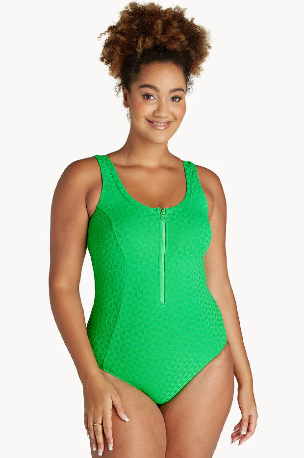 Genevieve Zip Front One Piece Swimsuit