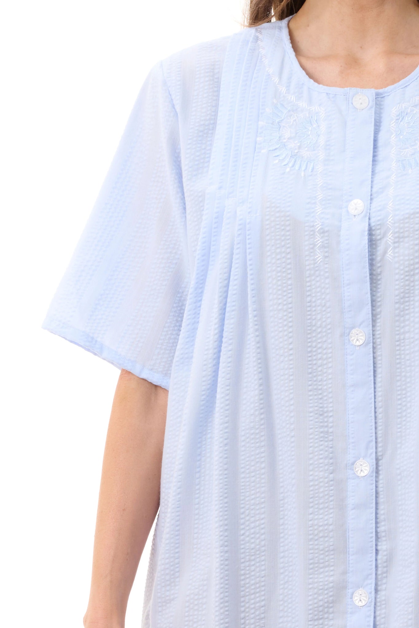 Givoni Seersucker Short Sleeve Short Brunchcoat