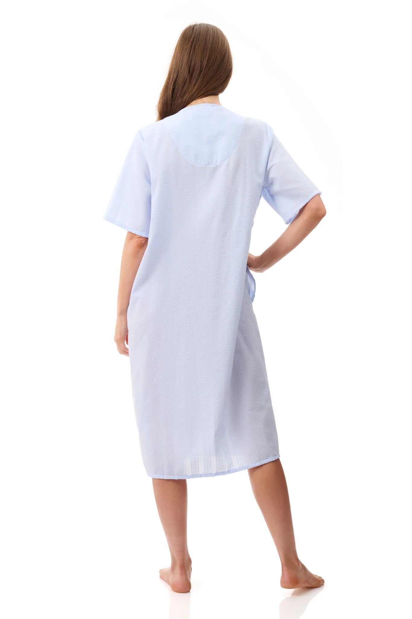 Givoni Seersucker Short Sleeve Short Brunchcoat