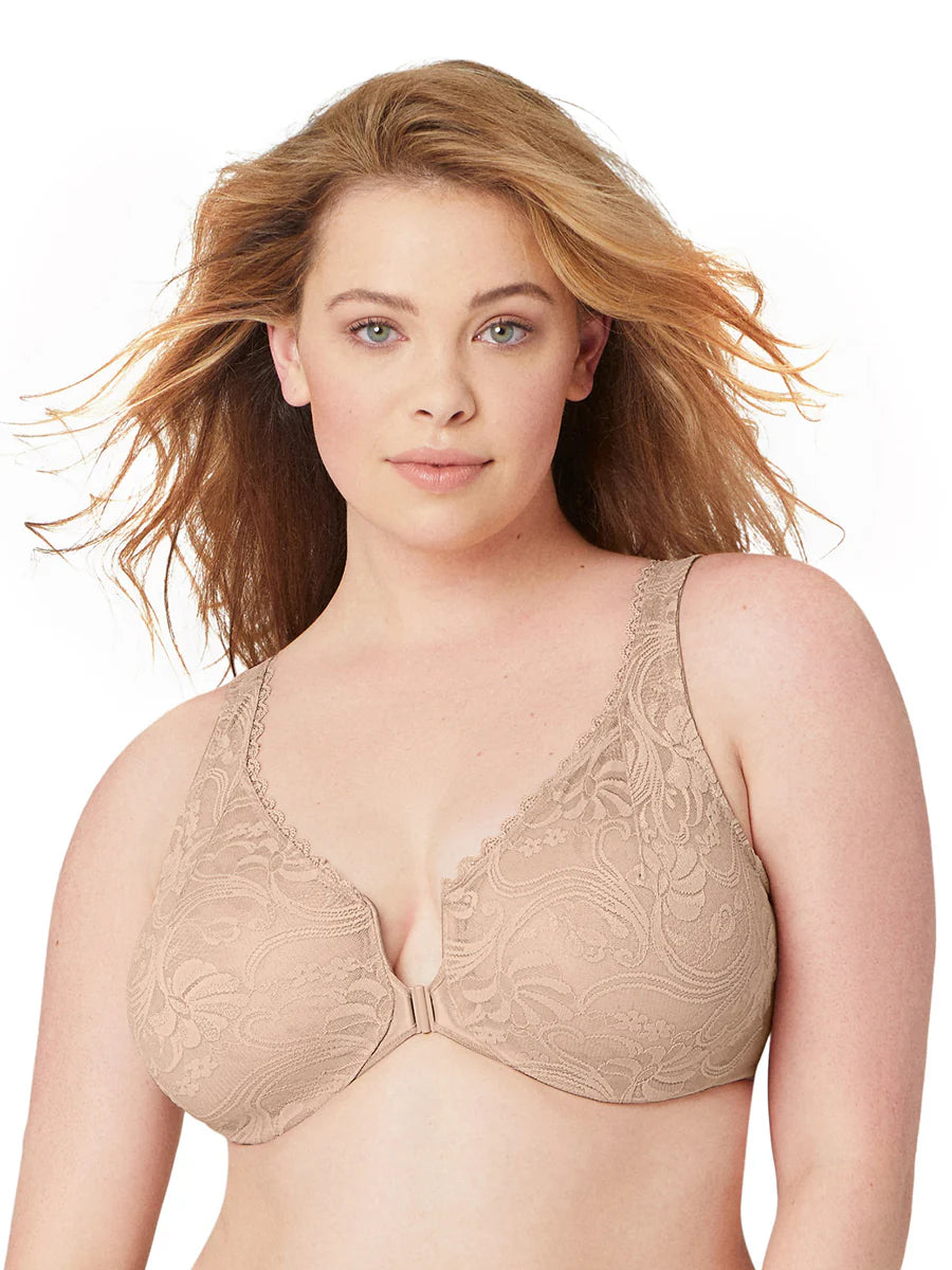 Glamorise Allover Lace Front-Close Underwire Bra