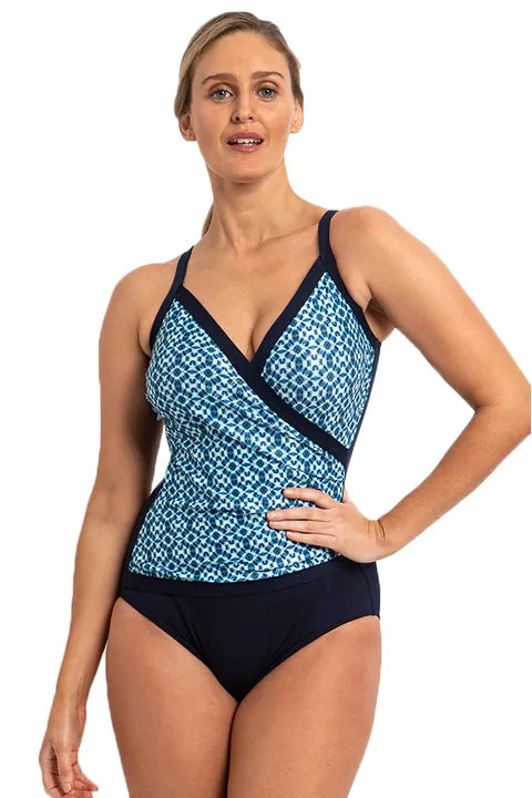 Poolproof Ocean Diagonal Drape Swimsuit
