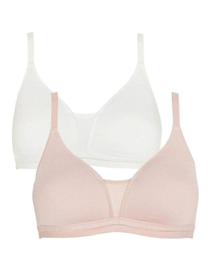 Royce Posie Racerback Wirefree T-Shirt Style Teen Bra - 2 Pack