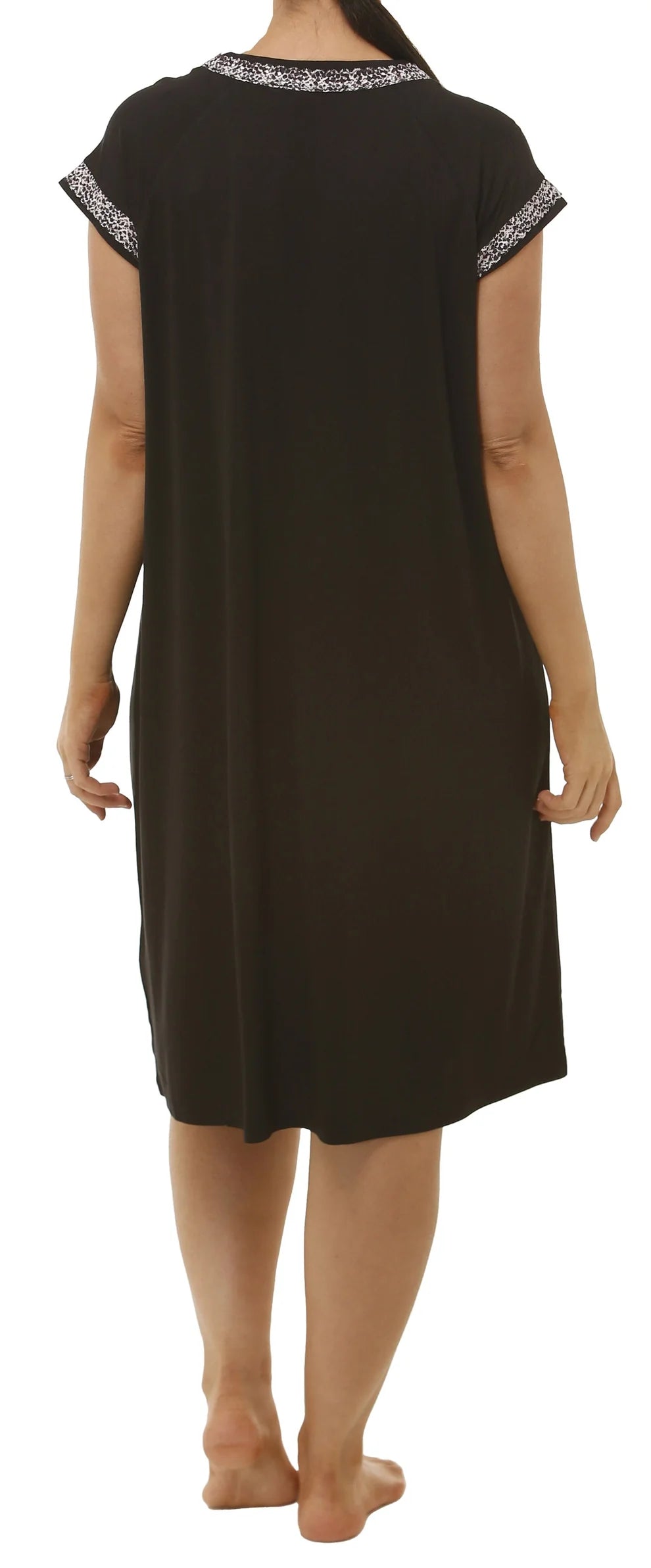 Yuu Leopard Lace Knit Nightie Cap Sleeve